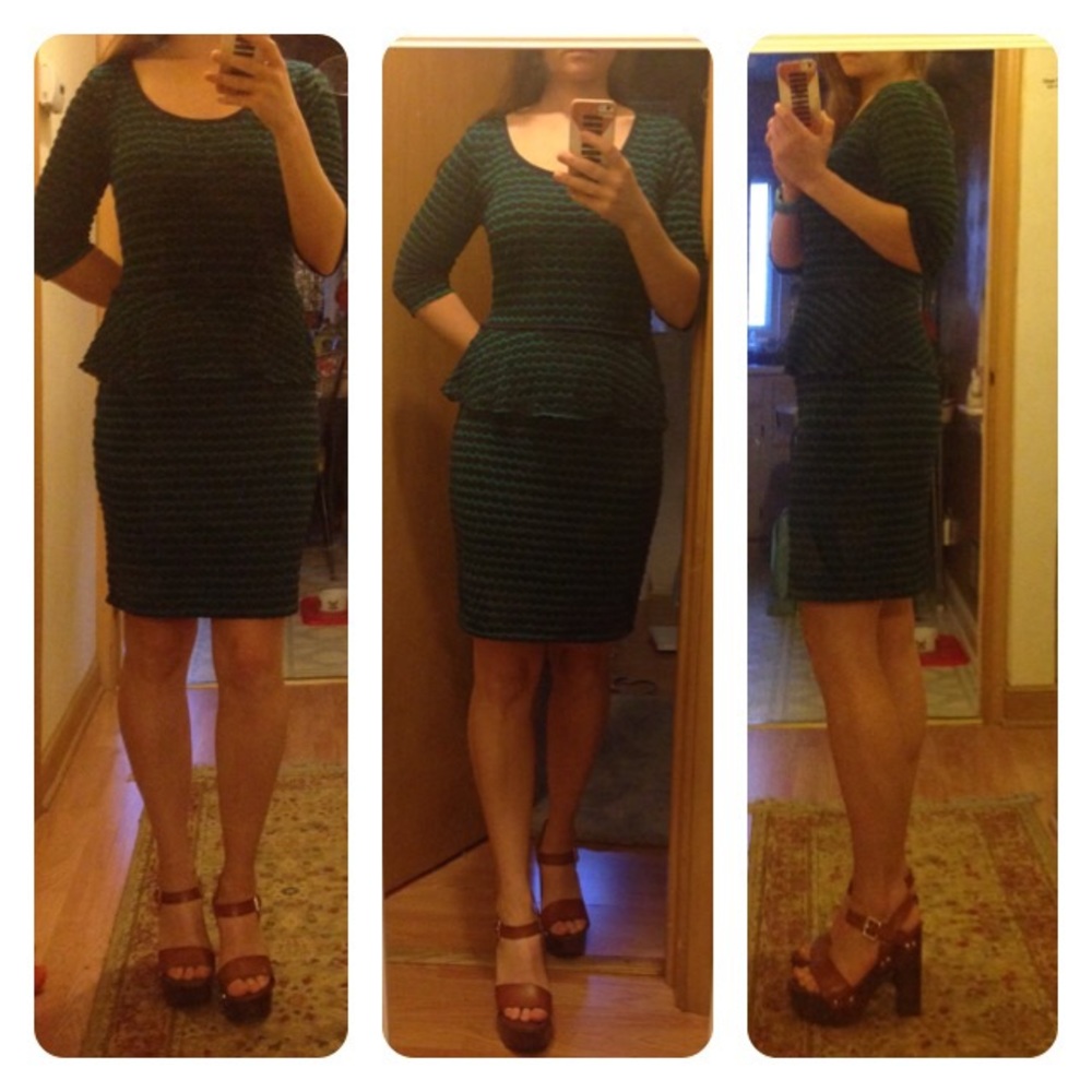Super flattering knit dress with peplum + sleeves